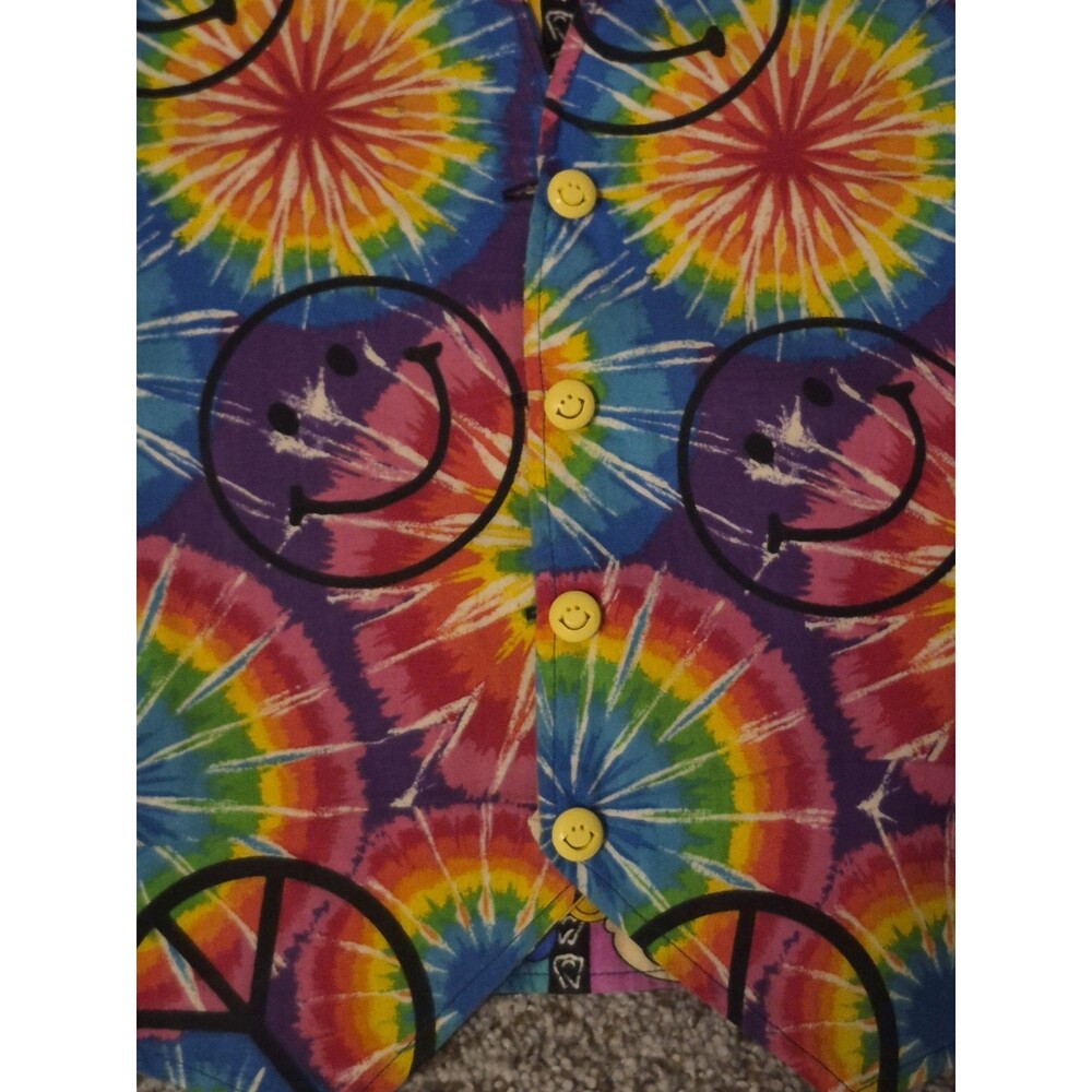 VTG Handmade Vest Reversible Childrens Faces Tie Dye Smiley Faces Fire Cracker - Picture 6 of 9